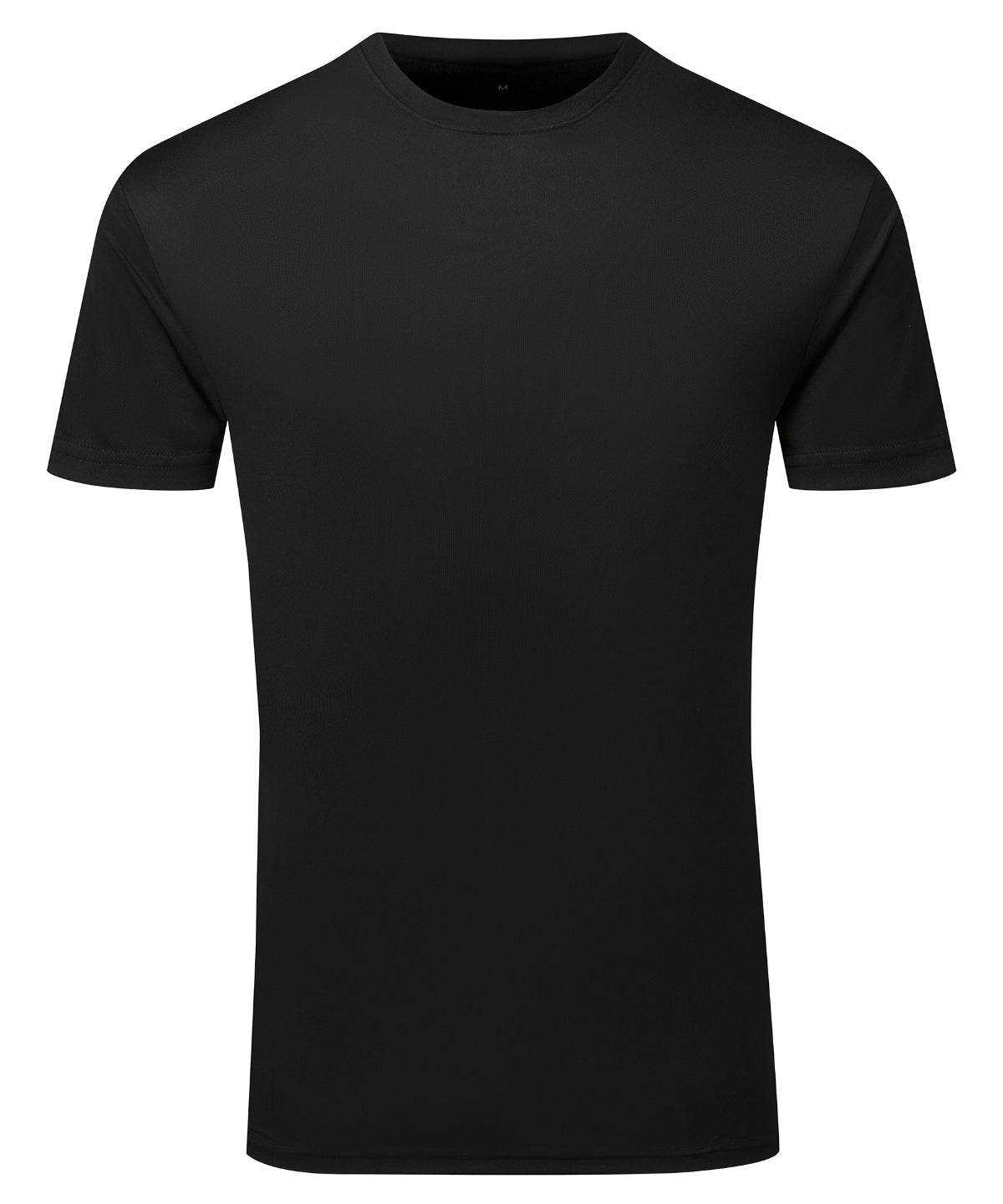 TriDri Ion-charge recycled textured tee in Black, front view