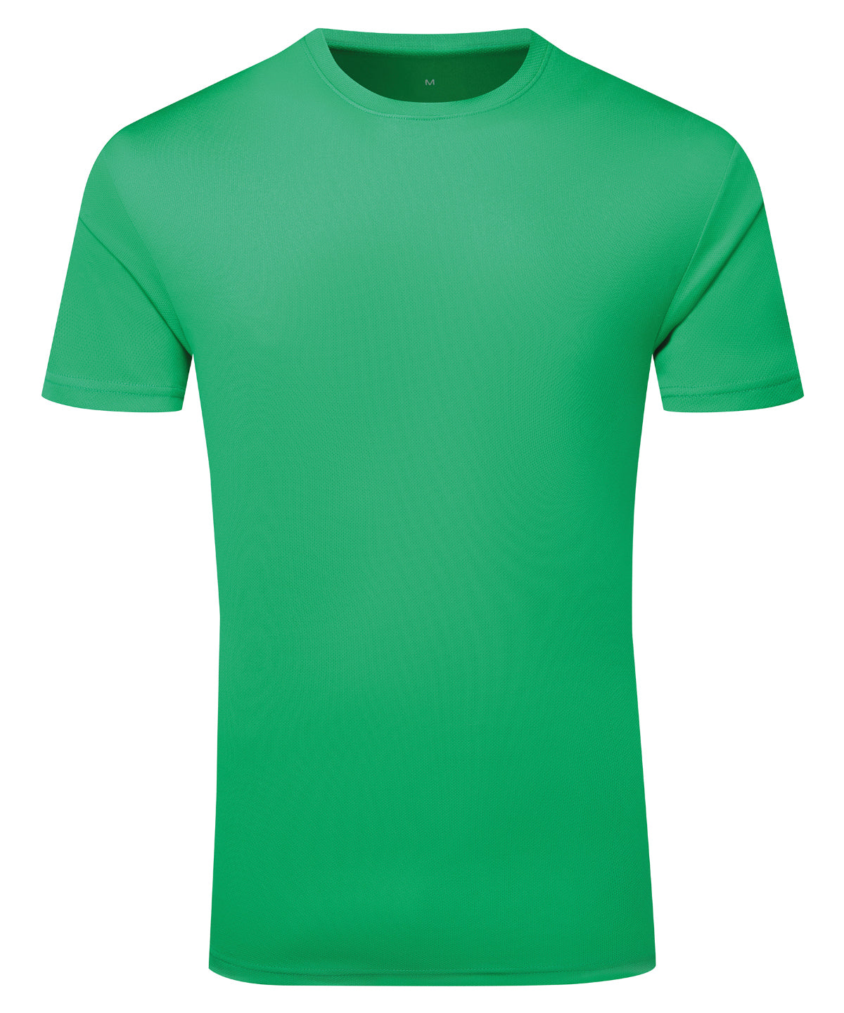 TriDri Ion-charge recycled textured tee in Bright Kelly, front view