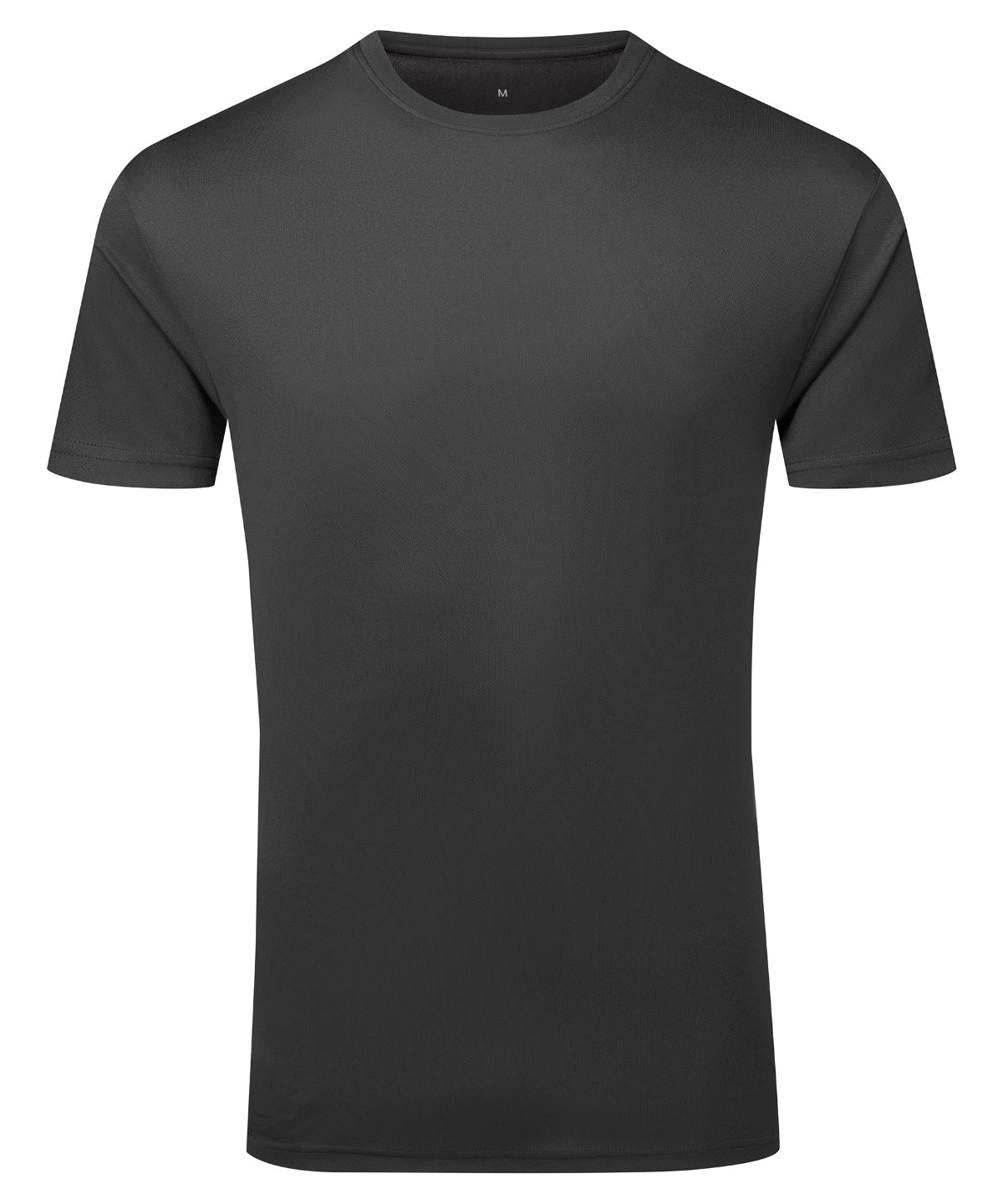 TriDri Ion-charge recycled textured tee in Charcoal, front view