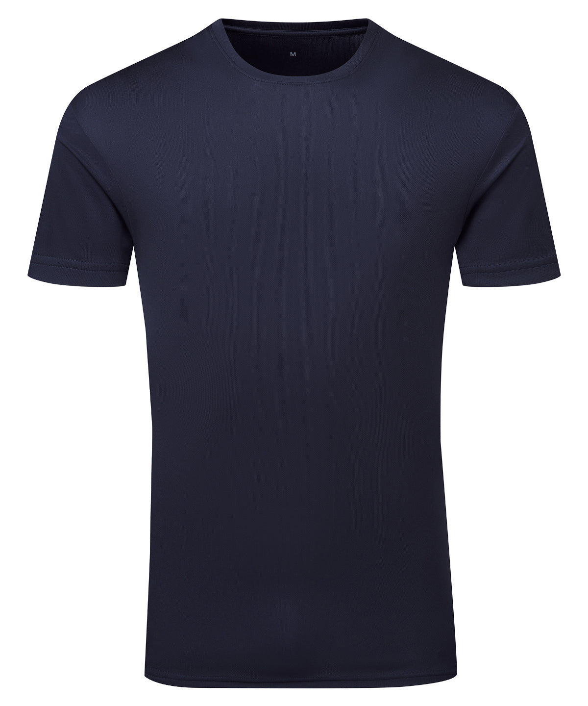 TriDri Ion-charge recycled textured tee in French Navy, front view