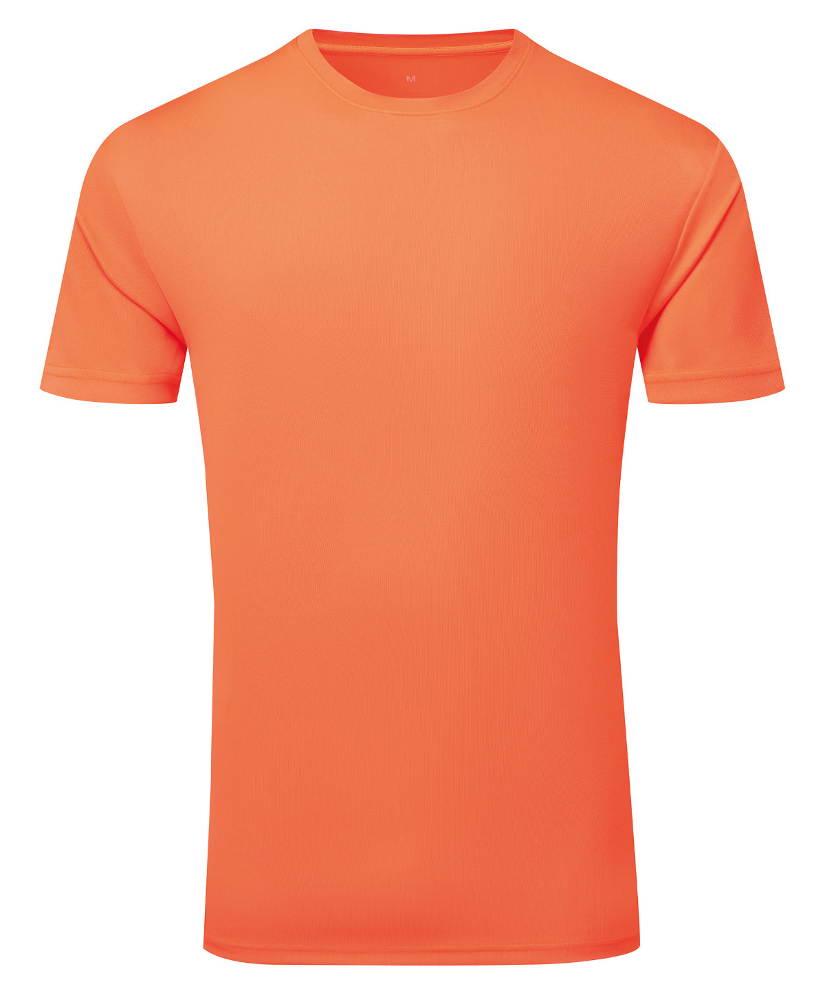 TriDri Ion-charge recycled textured tee in Lightning Orange, front view
