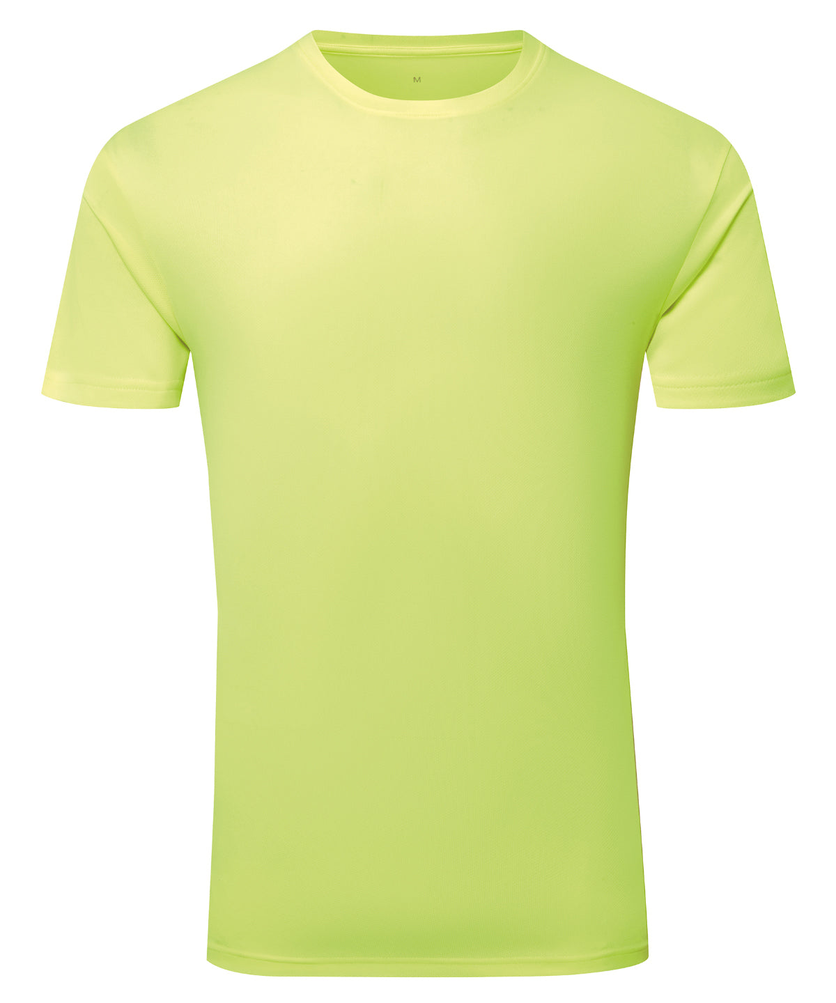 TriDri Ion-charge recycled textured tee in Lightning Yellow, front view