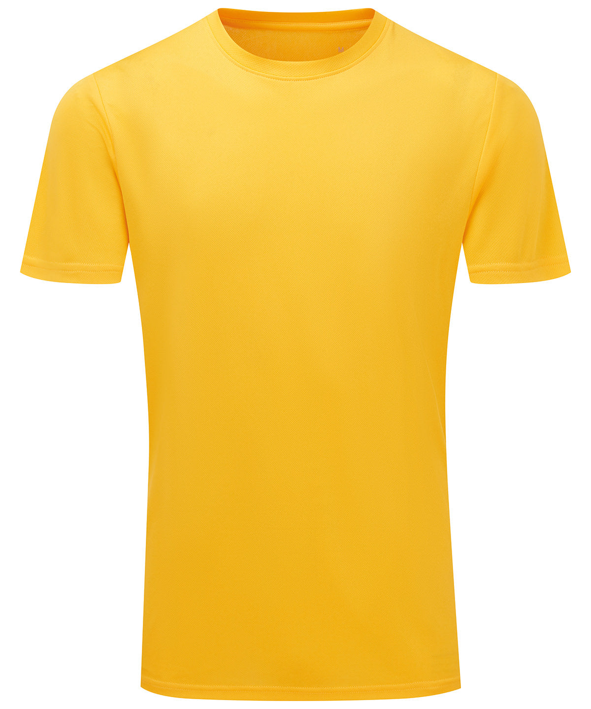 TriDri Ion-charge recycled textured tee in Sun Yellow, front view