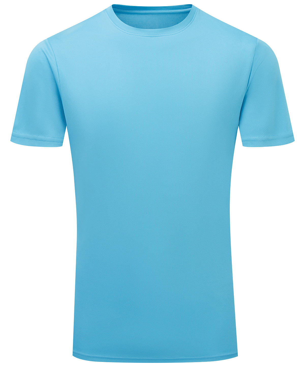 TriDri Ion-charge recycled textured tee in Turquoise, front view