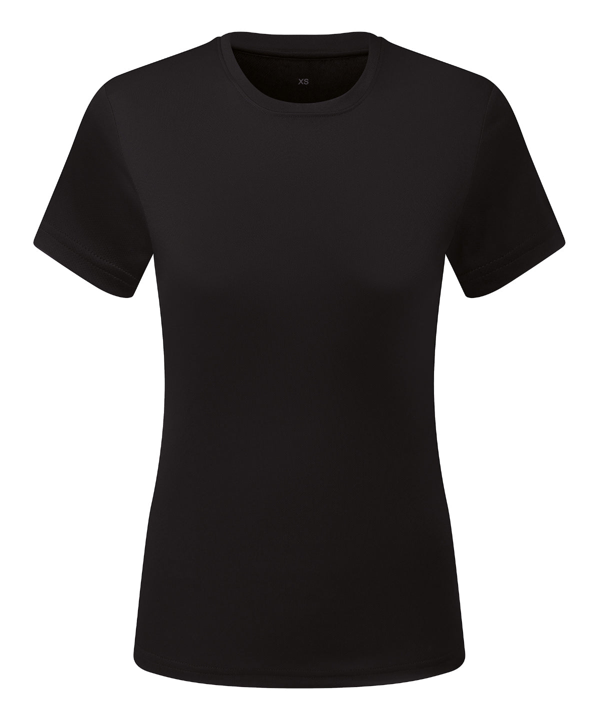 TriDri Women’s ion-charge recycled textured tee in Black, front view