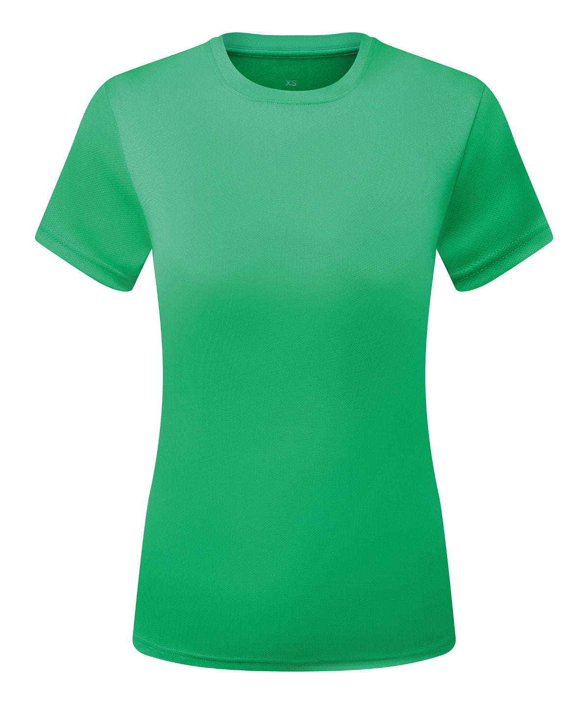 TriDri Women’s ion-charge recycled textured tee in Bright Kelly, front view