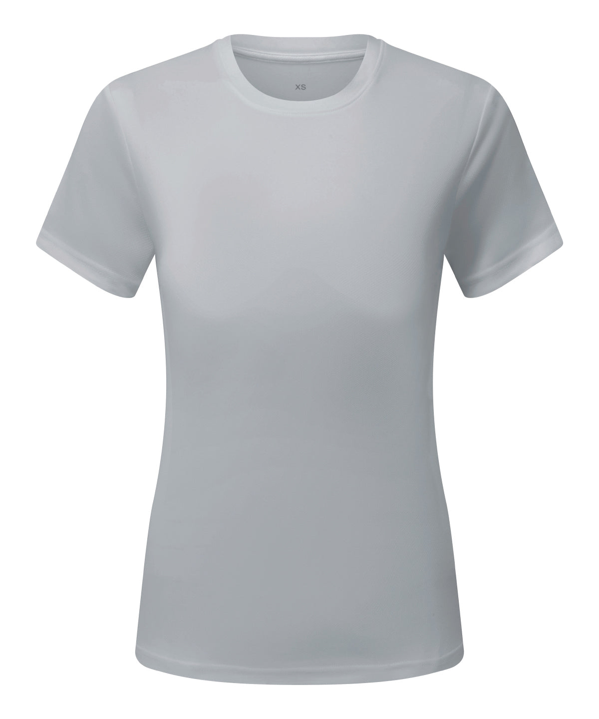TriDri Women’s ion-charge recycled textured tee in Cool Grey, front view