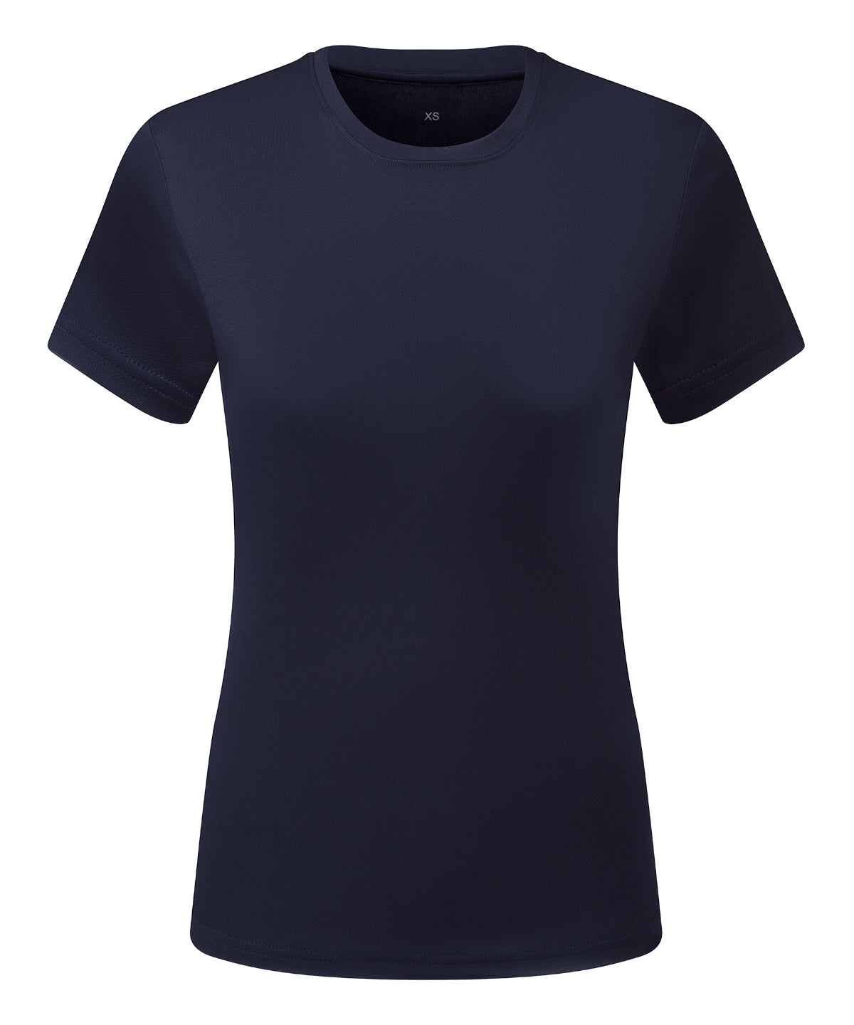 TriDri Women’s ion-charge recycled textured tee in French Navy, front view