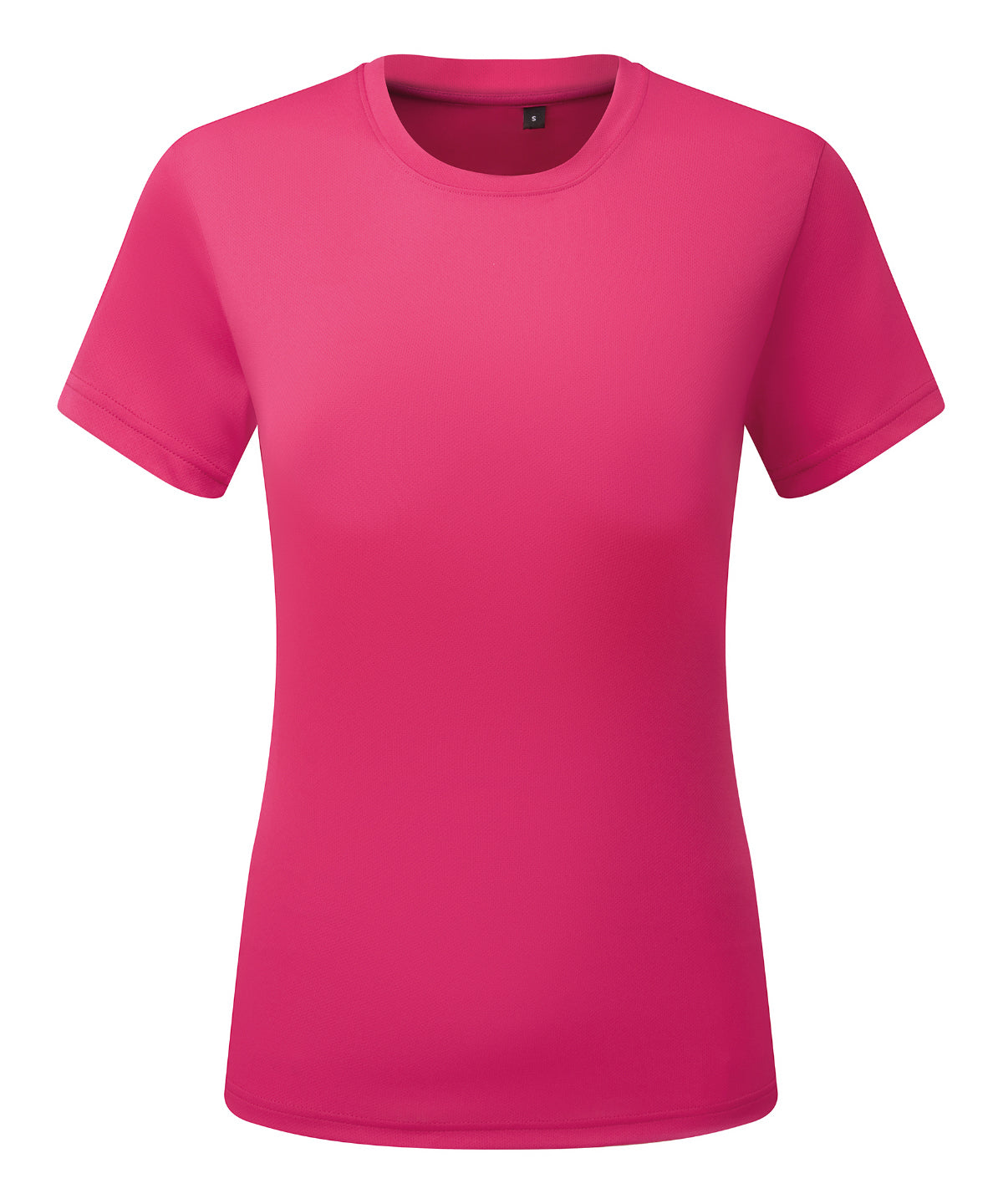 TriDri Women’s ion-charge recycled textured tee in Hot Pink, front view