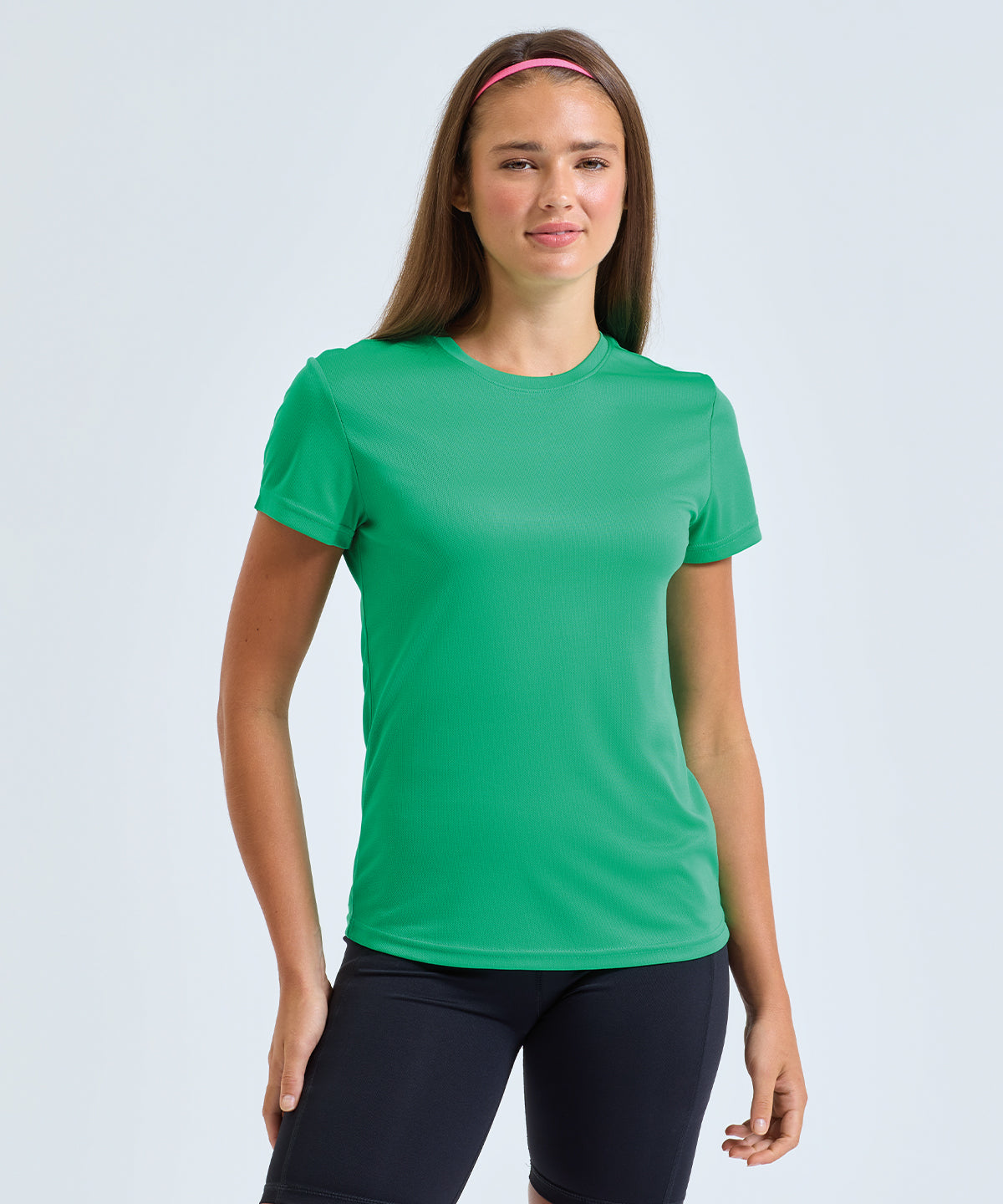 TriDri Women’s ion-charge recycled textured tee, lifestyle photo