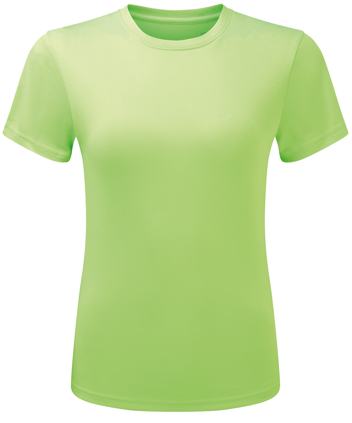 TriDri Women’s ion-charge recycled textured tee in Lightning Green, front view