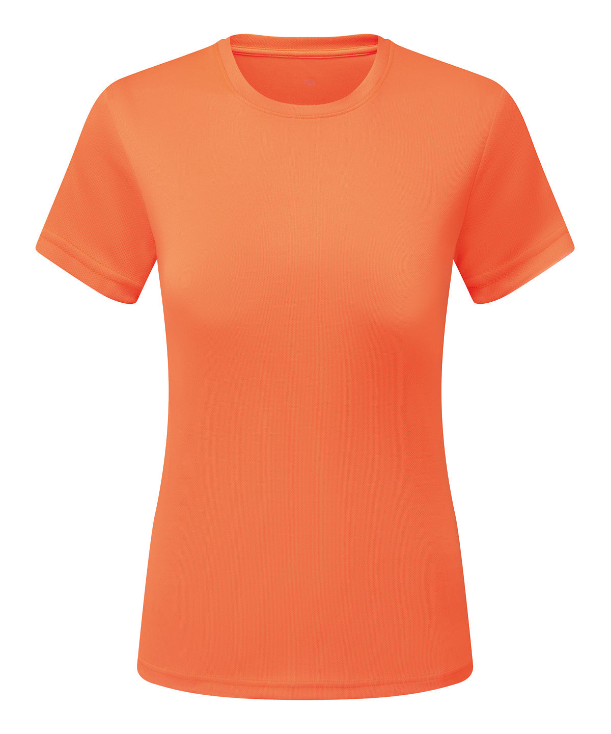 TriDri Women’s ion-charge recycled textured tee in Lightning Orange, front view