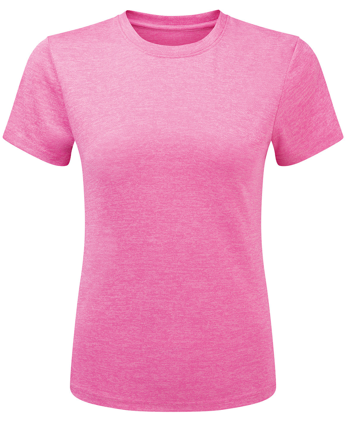 TriDri Women’s ion-charge recycled textured tee in Pink Melange, front view