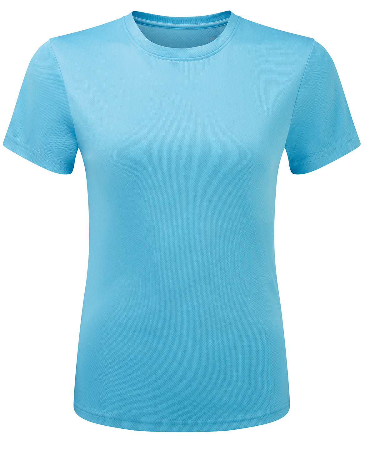 TriDri Women’s ion-charge recycled textured tee in Turquoise, front view