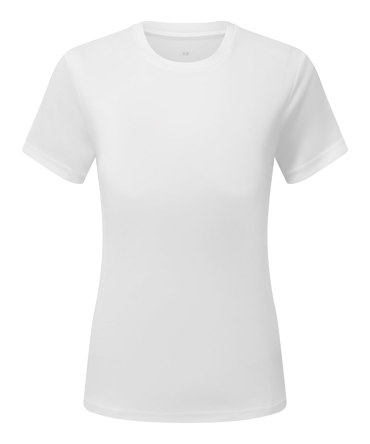TriDri Women’s ion-charge recycled textured tee in White, front view