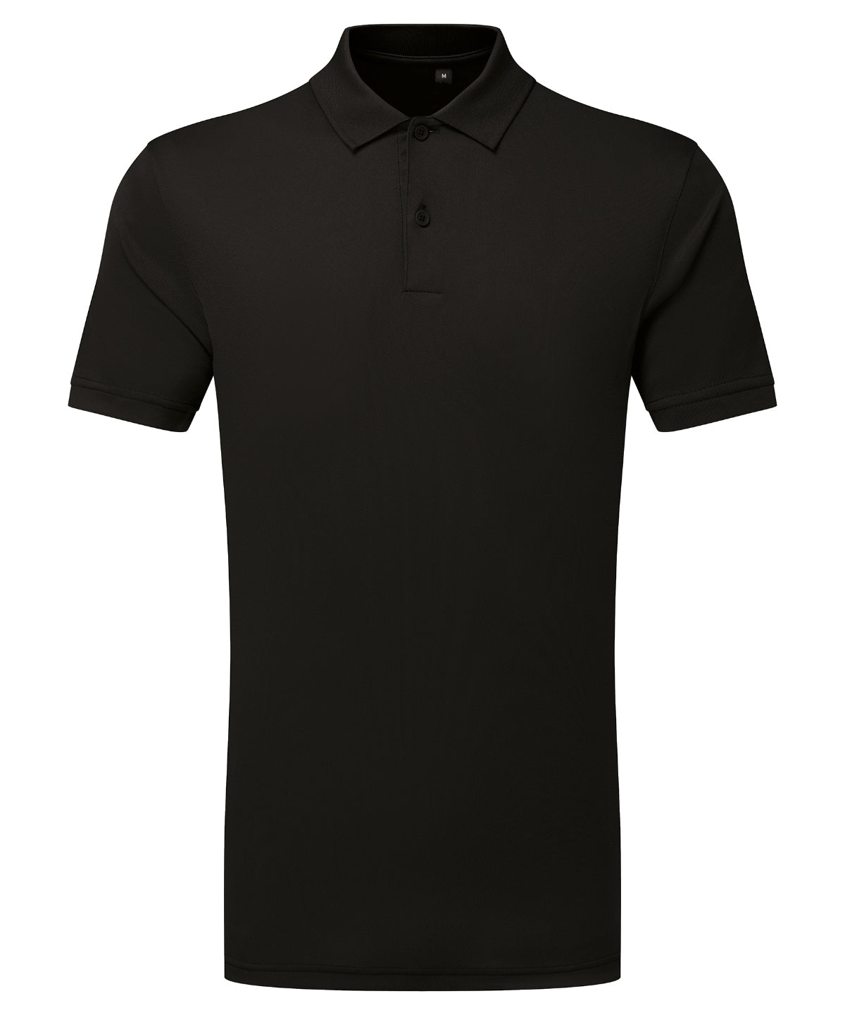 TriDri Ion-charge panelled polo in Black, front view