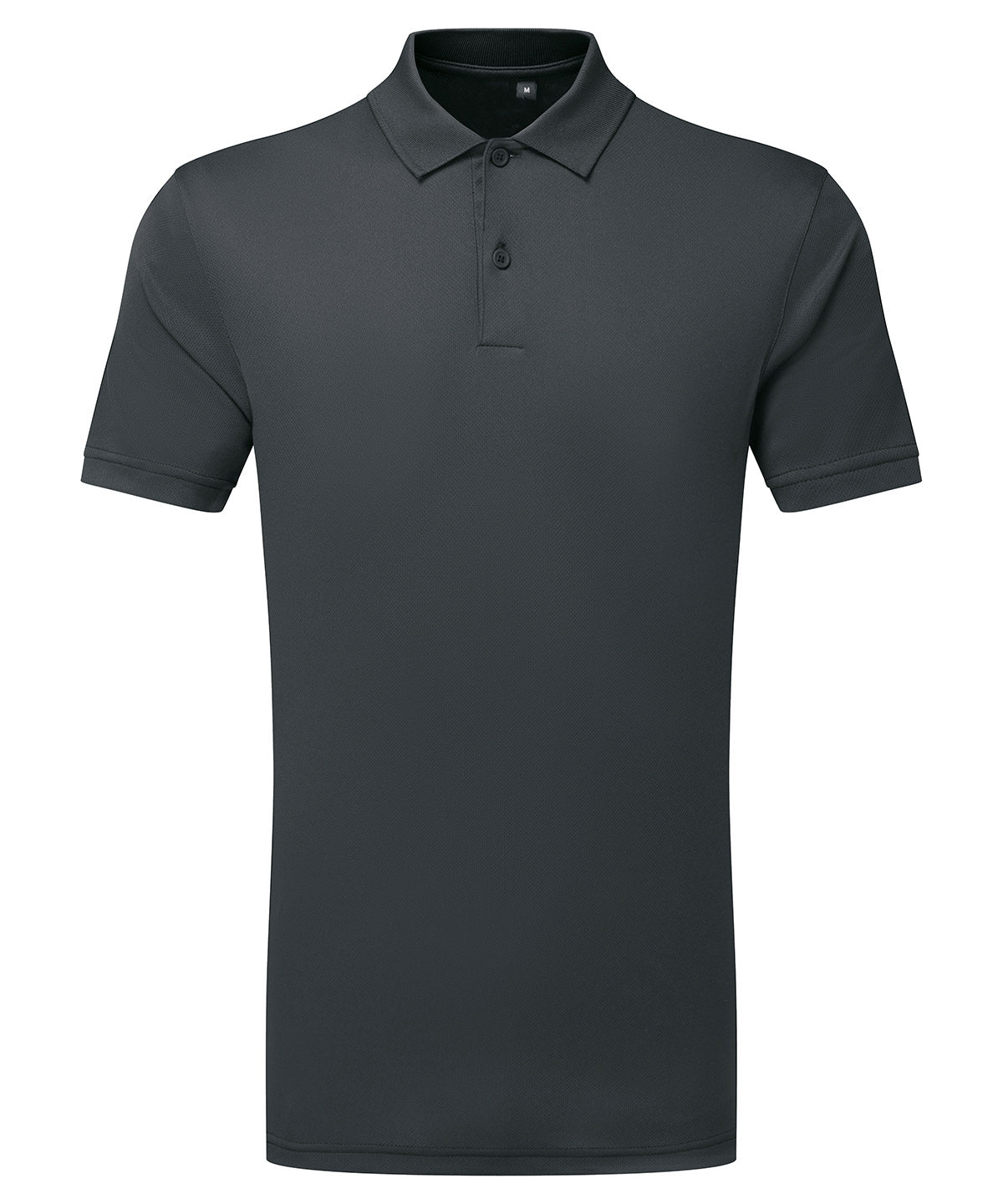 TriDri Ion-charge panelled polo in Charcoal, front view