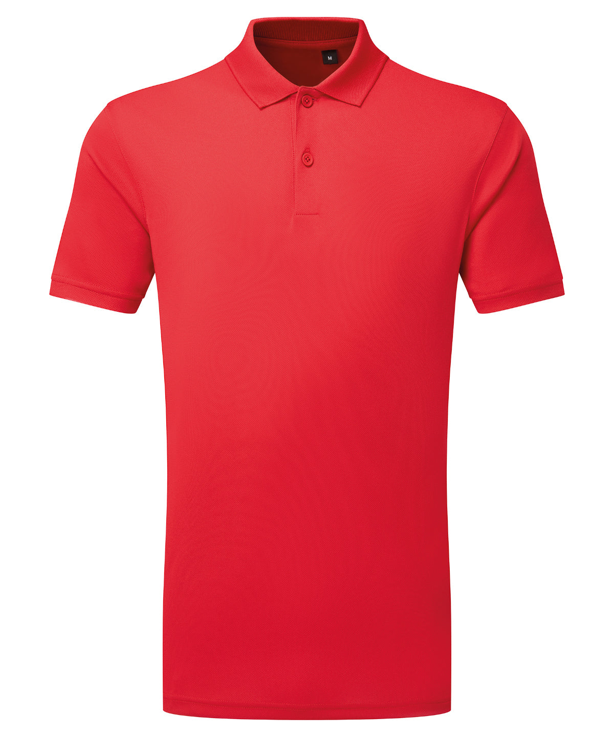 TriDri Ion-charge panelled polo in Fire Red, front view