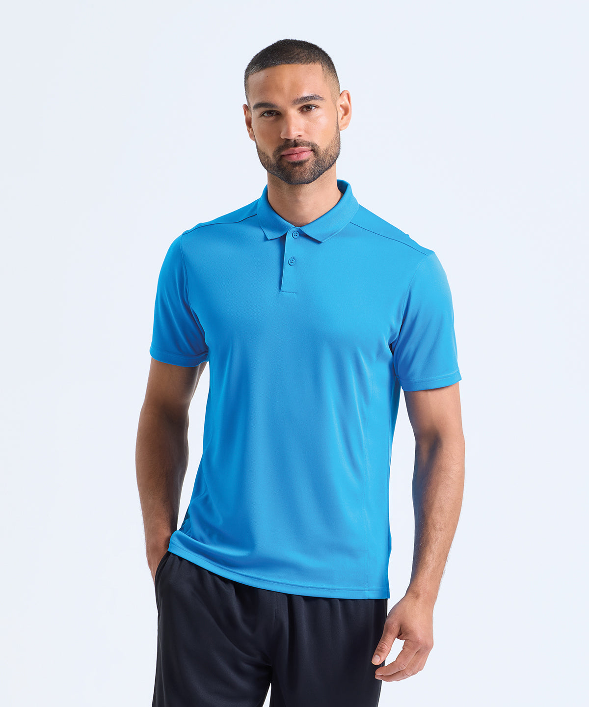 TriDri Ion-charge panelled polo, lifestyle photo