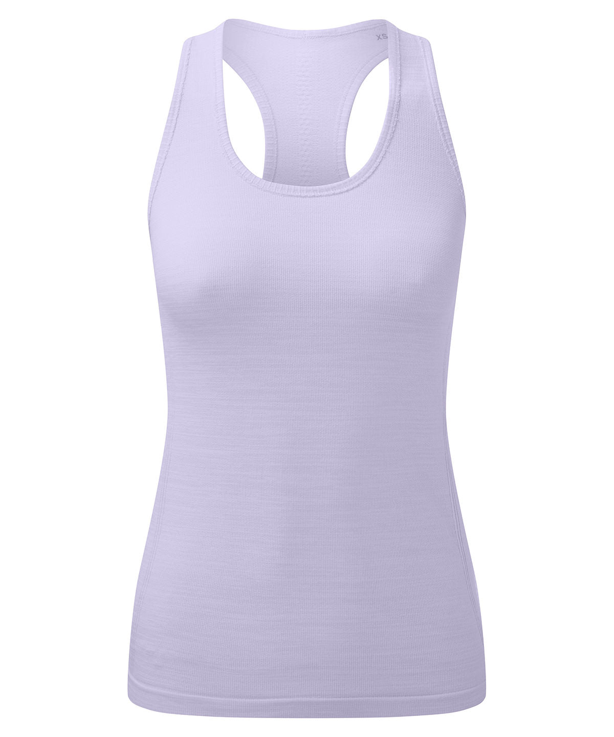TriDri Women's recycled seamless "3D fit" multi-sport flex vest in Lilac Melange, front view