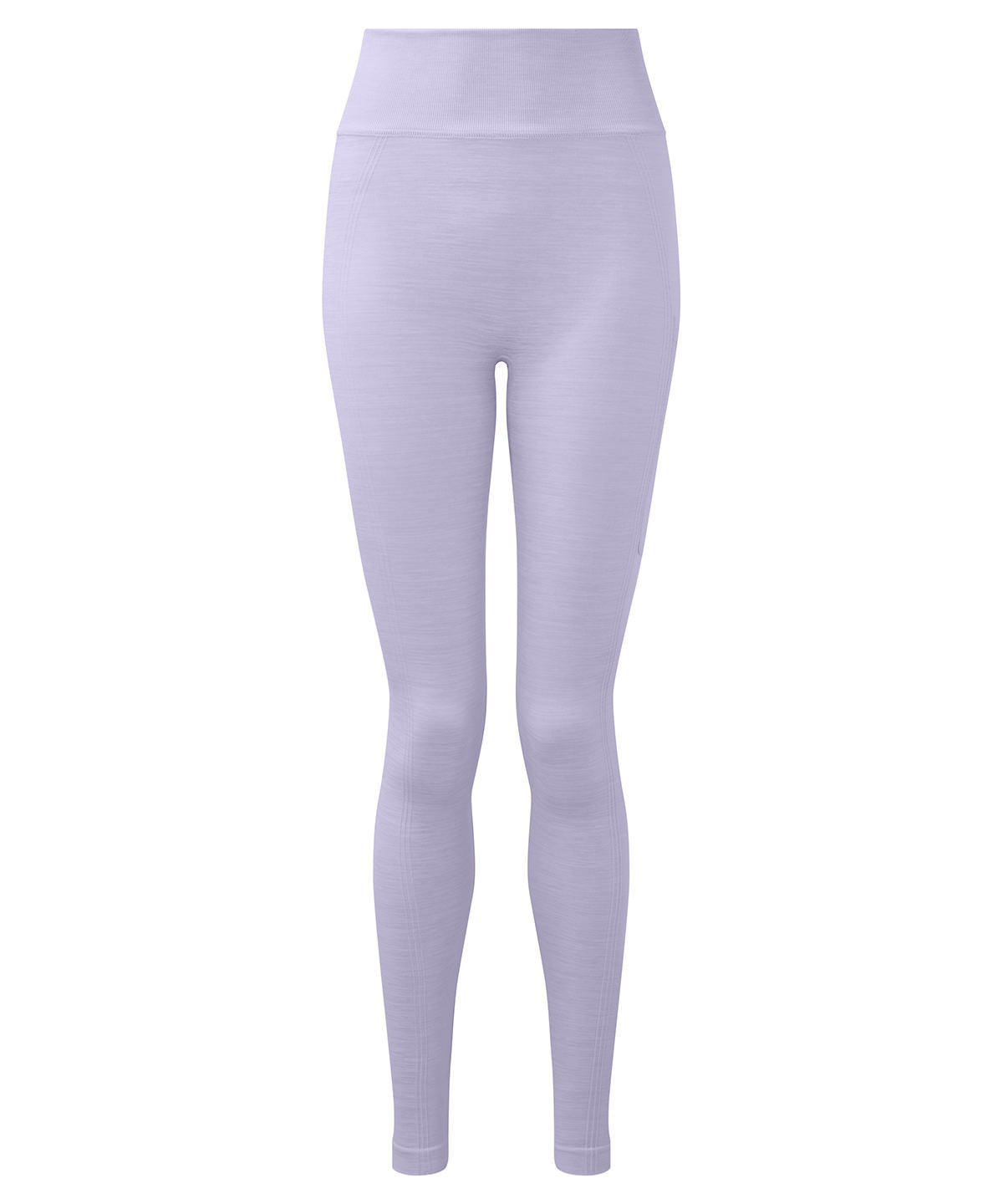 TriDri Women's recycled seamless "3D fit" multi-sport flex leggings in Lilac Melange, front view