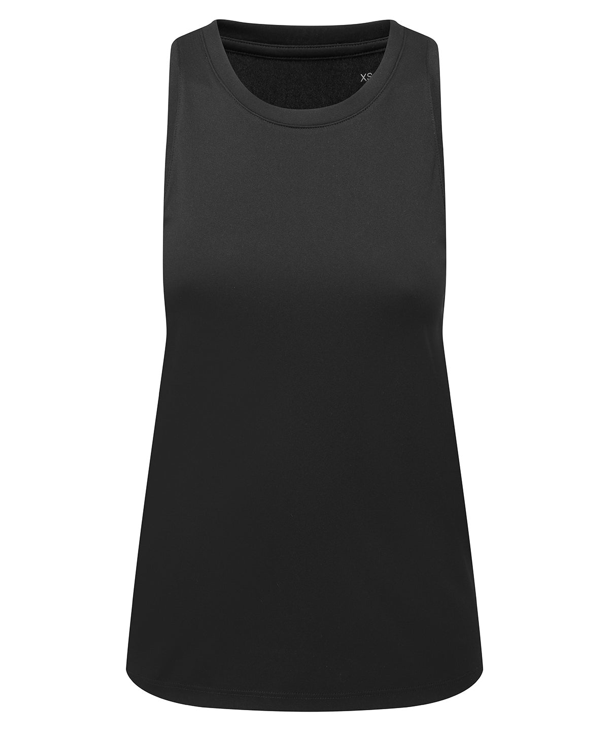 TriDri Women's ion-charge easy fit tank top in Black, front view