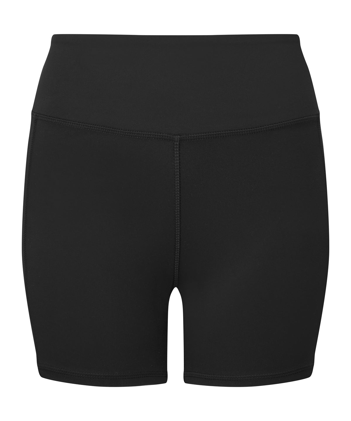TriDri Women's recycled micro shorts in Black, front view