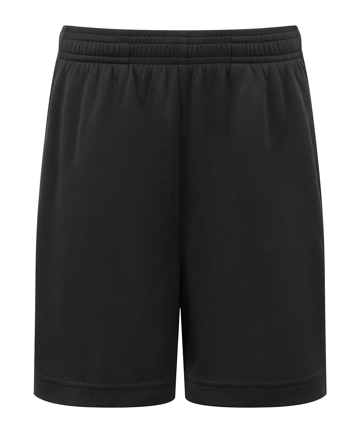 TriDri Kids ion-charge performance shorts in Black, front view