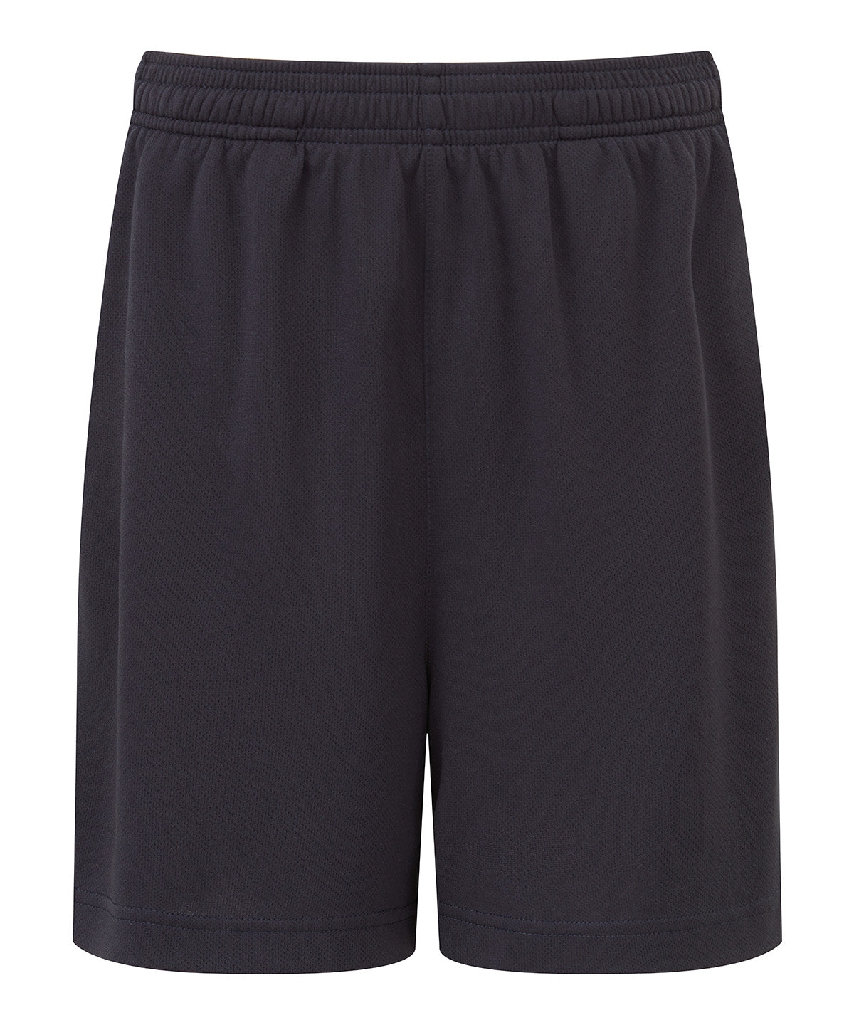 TriDri Kids ion-charge performance shorts in French Navy, front view