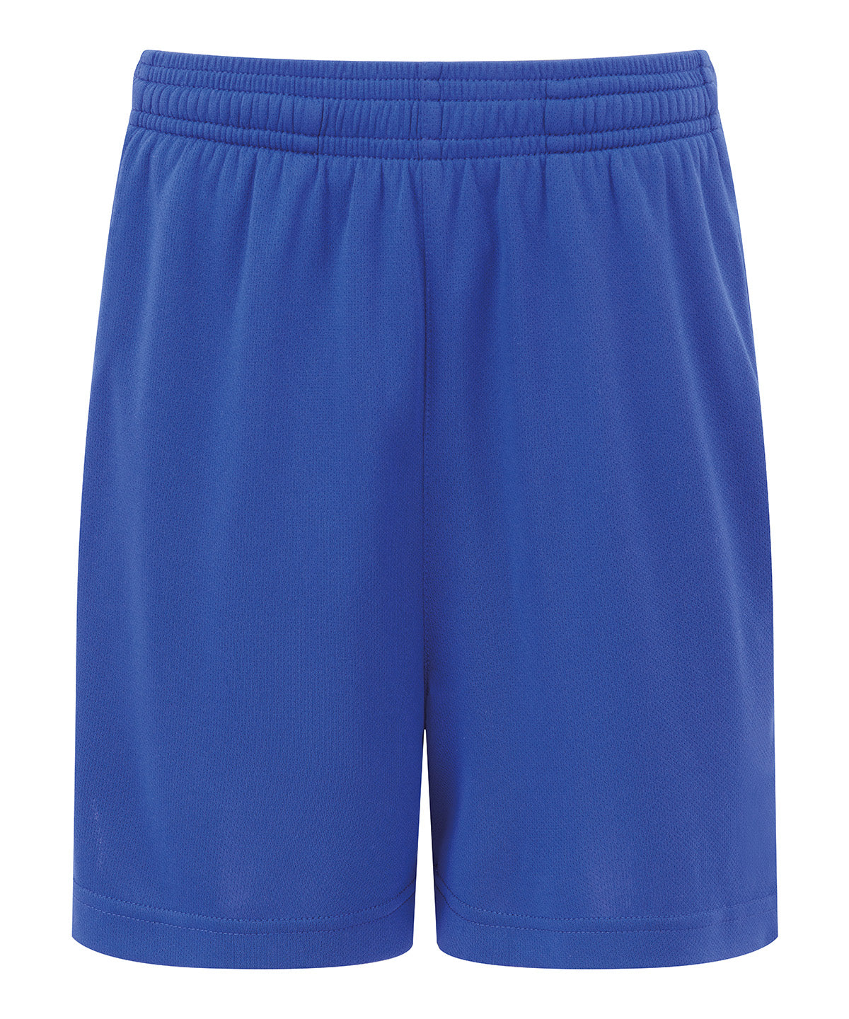 TriDri Kids ion-charge performance shorts in Royal, front view