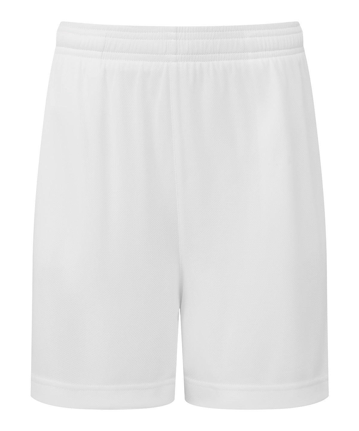 TriDri Kids ion-charge performance shorts in White, front view