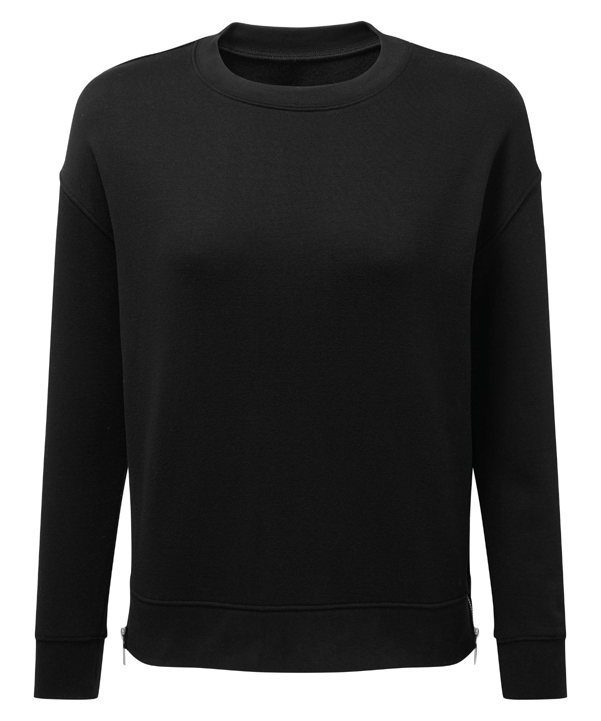 TriDri Women's recycled chill zip sweatshirt in Black, front view