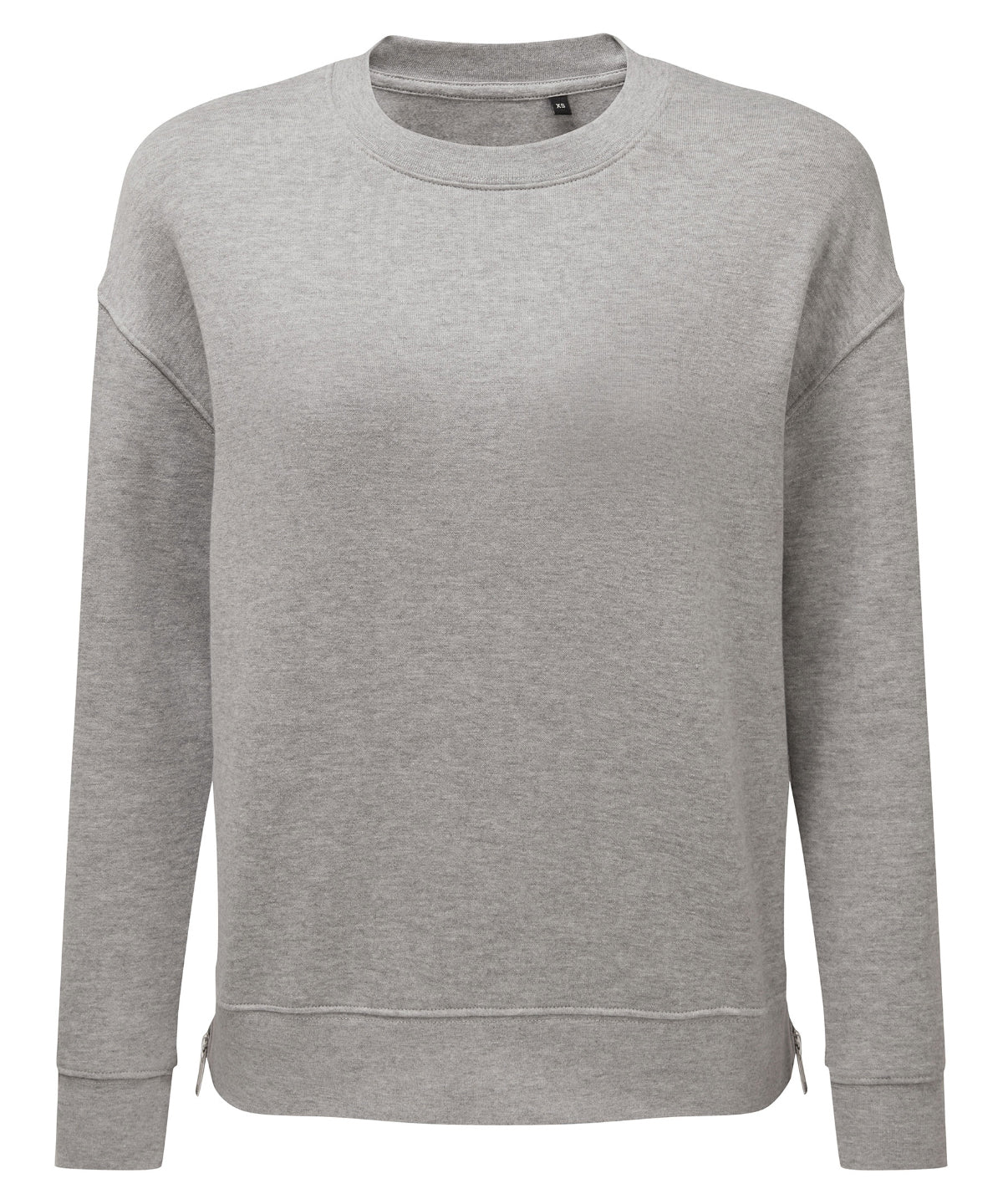 TriDri Women's recycled chill zip sweatshirt in Heather Grey, front view