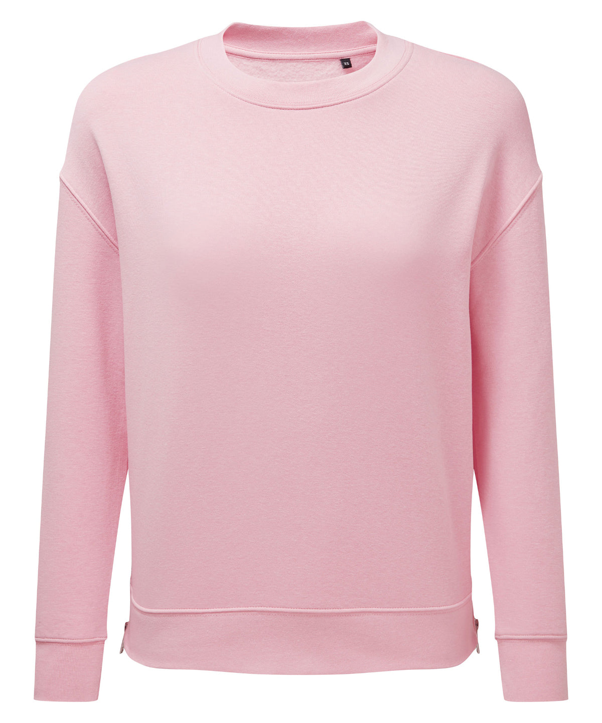TriDri Women's recycled chill zip sweatshirt in Light Pink, front view