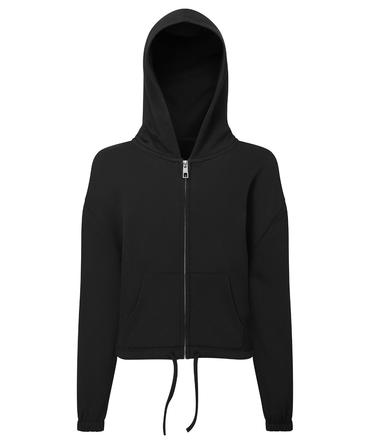 TriDri Kids recycled cropped oversize full-zip hoodie in Black, front view