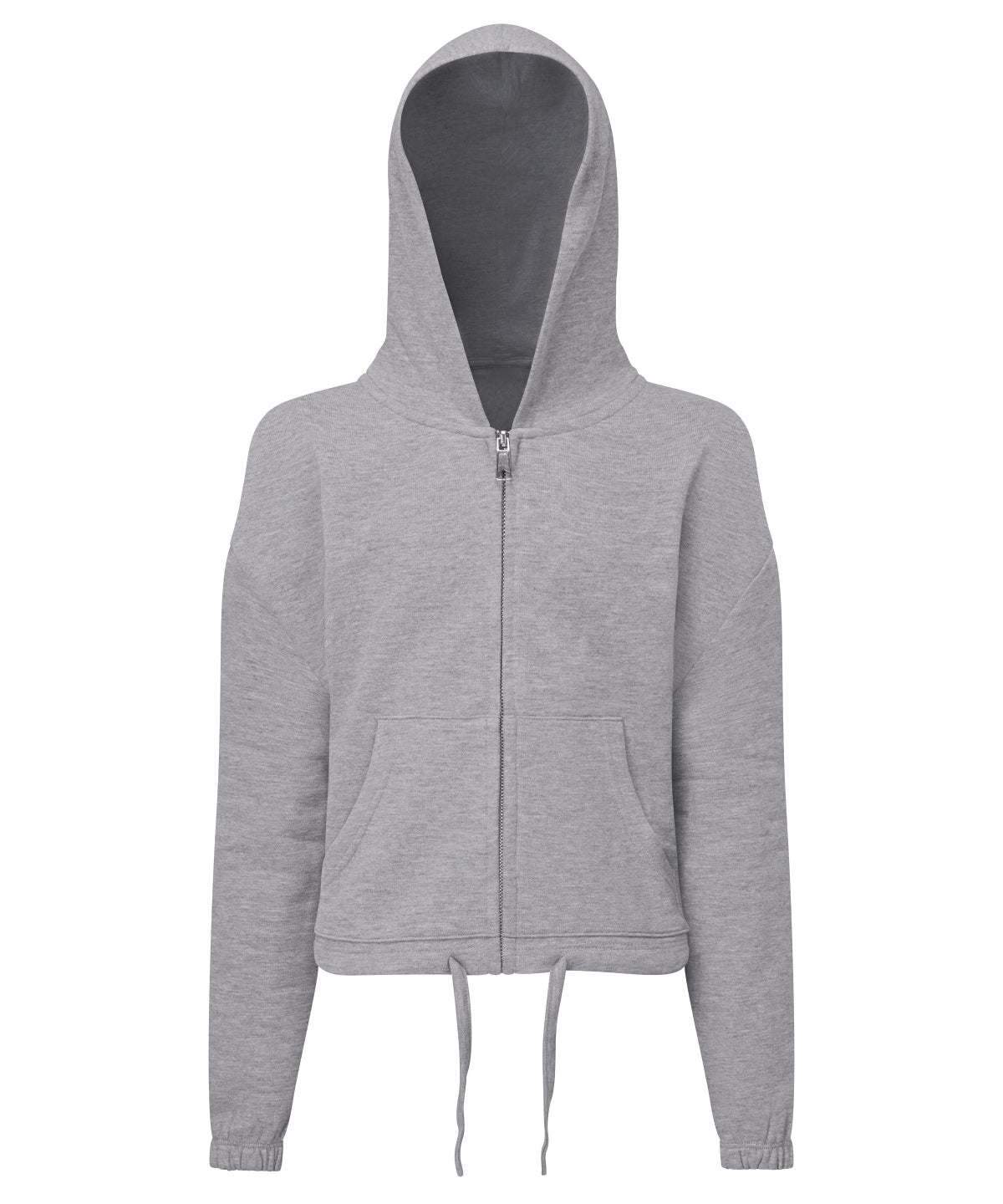 TriDri Kids recycled cropped oversize full-zip hoodie in Heather Grey, front view
