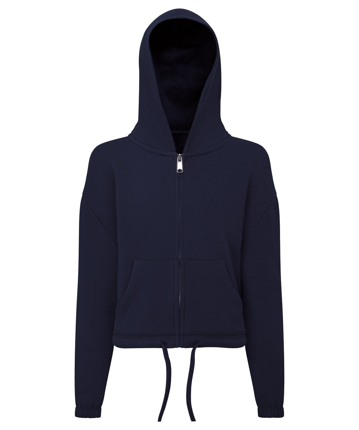 TriDri Kids recycled cropped oversize full-zip hoodie in Navy, front view