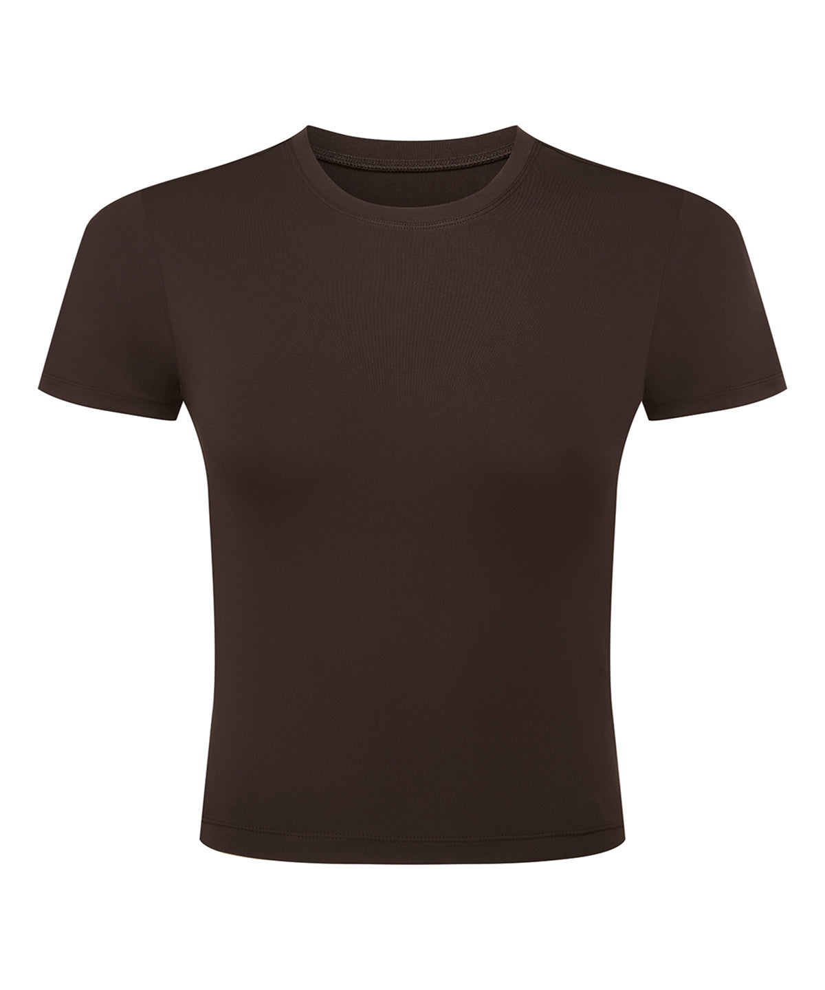 TriDri Women's luxe fitted tee in Chocolate, front view