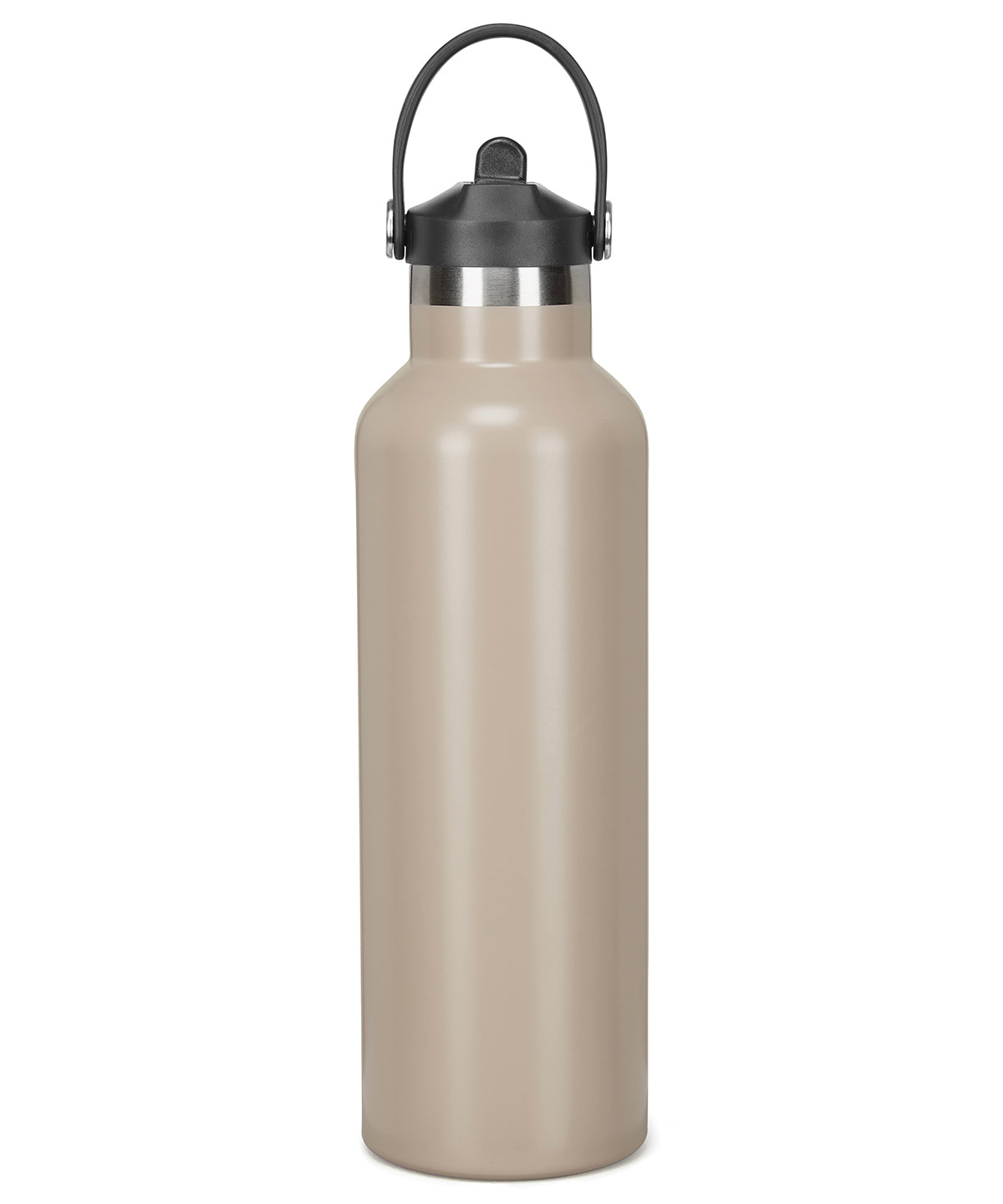 TriDri Vacuum sports water bottle with flip up straw in Stone, front view