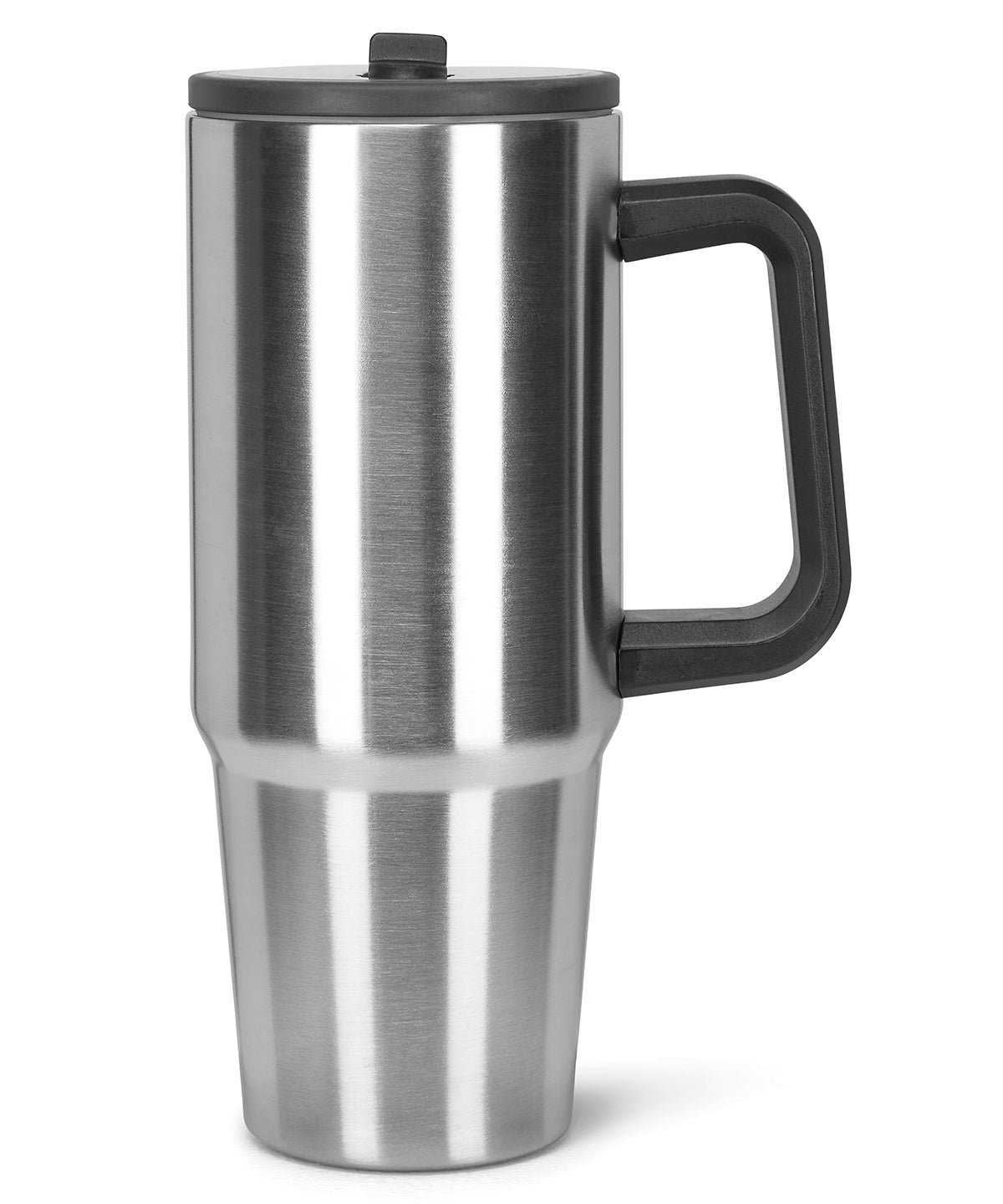 TriDri Water bottle with side handle in Brushed Steel, front view