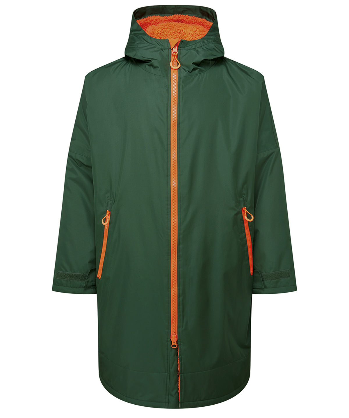 TriDri Recycled all-seasons waterproof changing robe in Bottle/Orange, front view