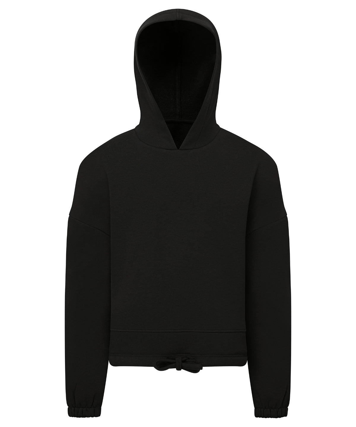 TriDri Kids recycled cropped oversize hoodie in Black, front view