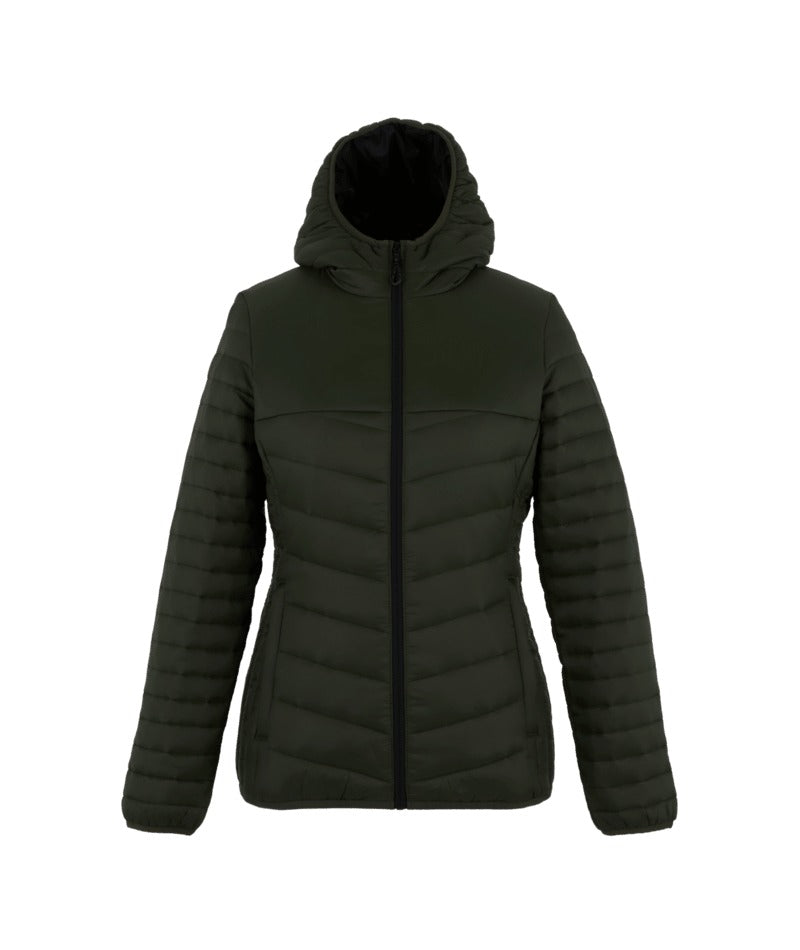 Regatta Professional - Womens Loftlite Hooded Baffle Jacket - Dark Khaki/Black