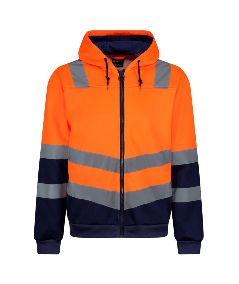 Regatta Professional - Men's Hi-Vis Pro Full Zip Hoodie - Orange/Navy