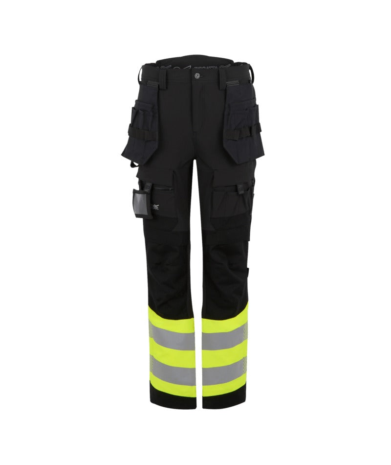 Regatta Professional - Hi-Vis X-Pro Stretch Holster Trousers - Class 1 - Black/Yellow