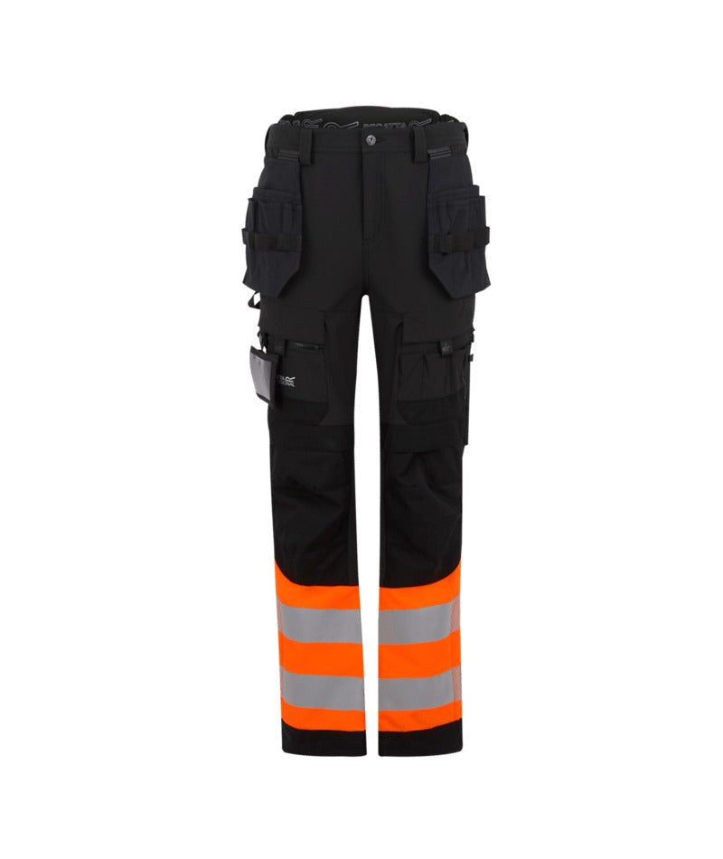 Regatta Professional - Hi-Vis X-Pro Stretch Holster Trousers - Class 1 - Black/Orange