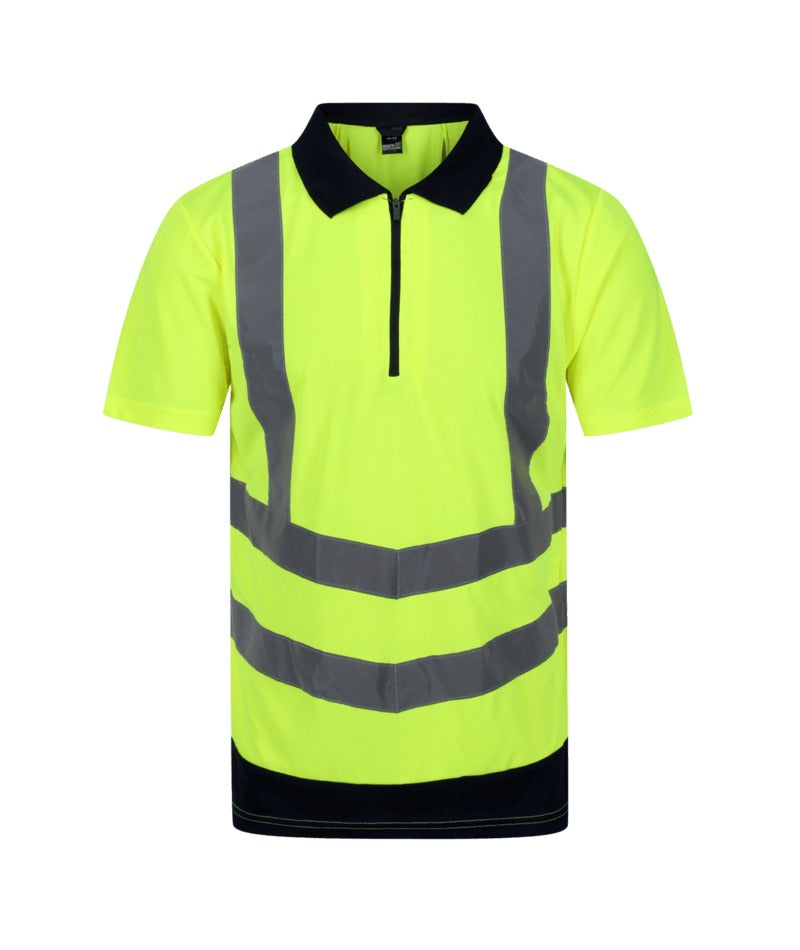Regatta Professional - Men's Hi Vis Pro Reflective Polo Work Shirt - Yellow/Navy