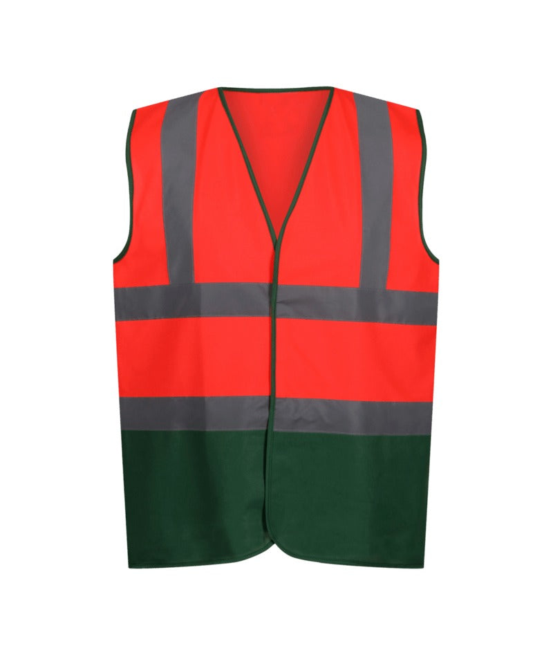 Regatta Professional - Men's Two Tone Hi-Vis Vest - Fluro Red/Medical Green