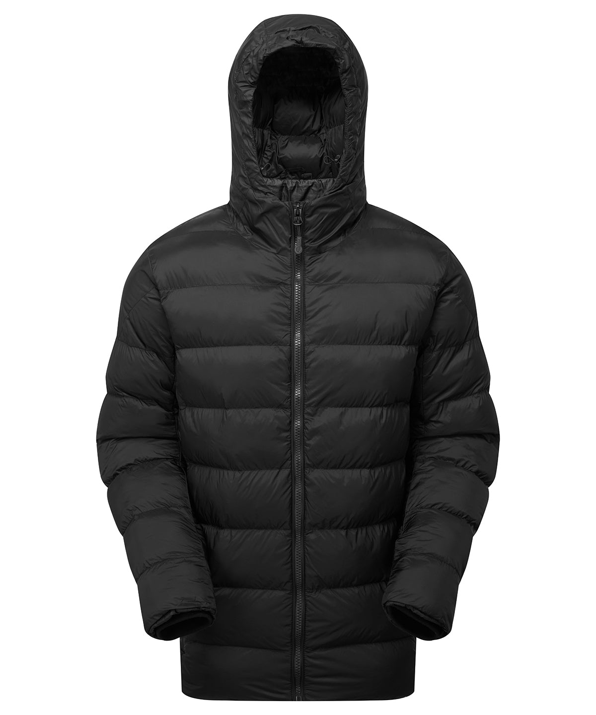 2786 Solitude recycled hooded jacket in Black, front view