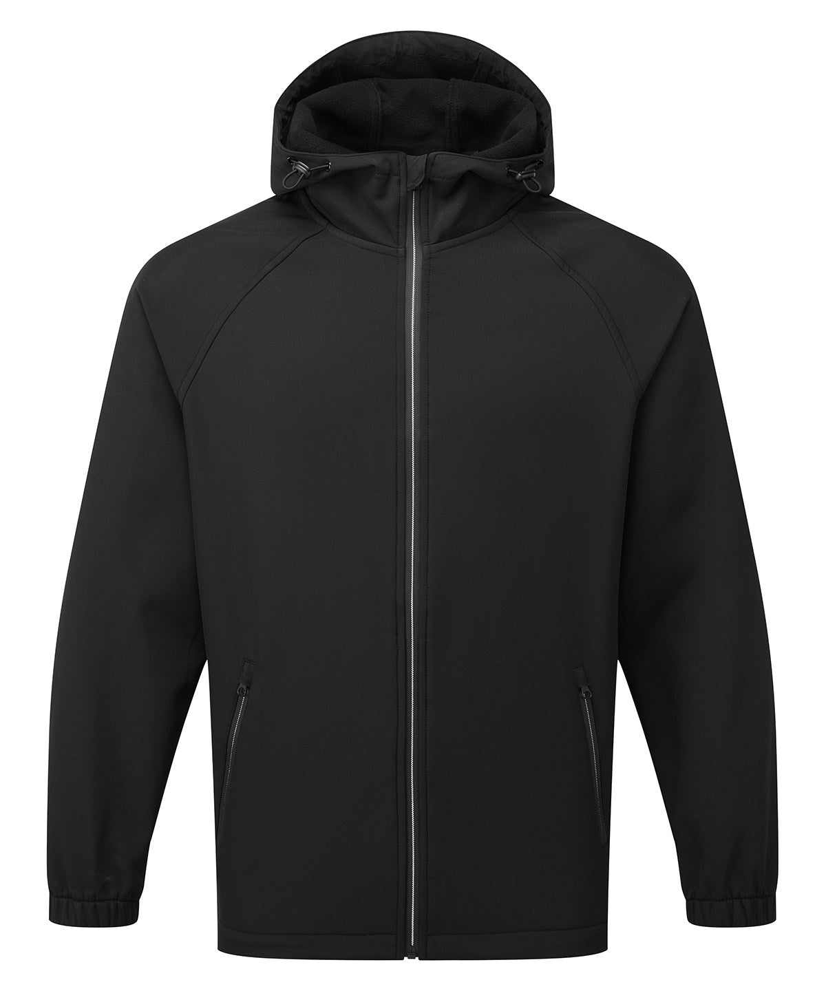 2786 Hooded 2-layer softshell jacket in Black, front view
